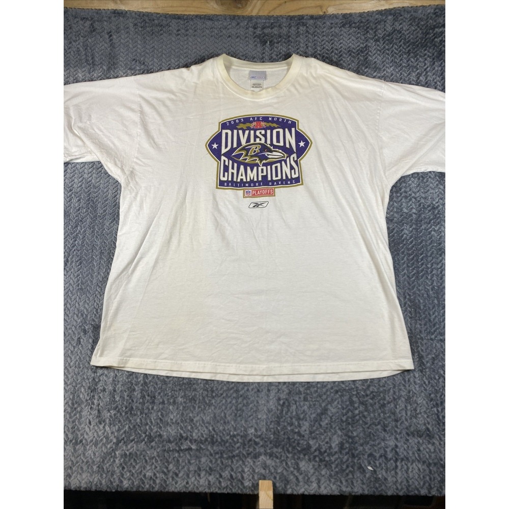 Vintage 2003 NFL Tee Shirt AFC N Division Champs Baltimore Ravens Size 2XL